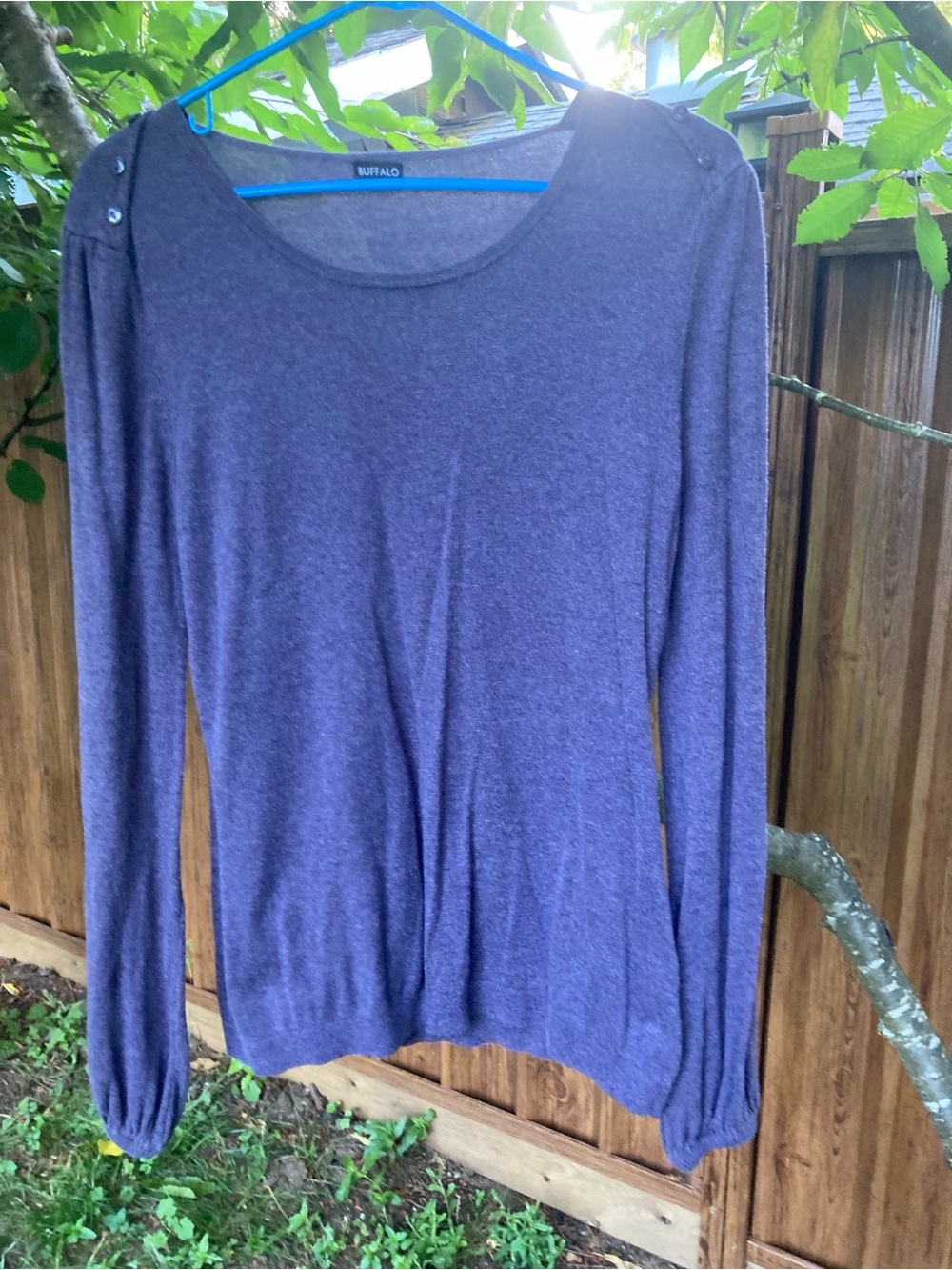 Buffalo David Bitton Long Sleeve Heather Purple Top - Picture 1 of 1
